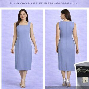 Sunny Choi Blue Sleeveless Midi Dress Size 4